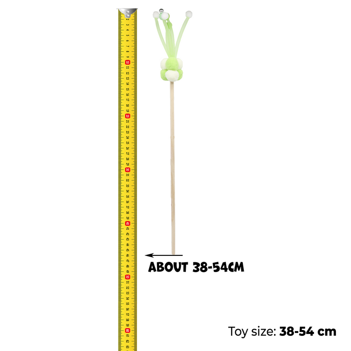 UNIQ PETS CAT TOY SWISHY Wooden Fishing Rod with Bubble Ball 52cm (Random Colour)