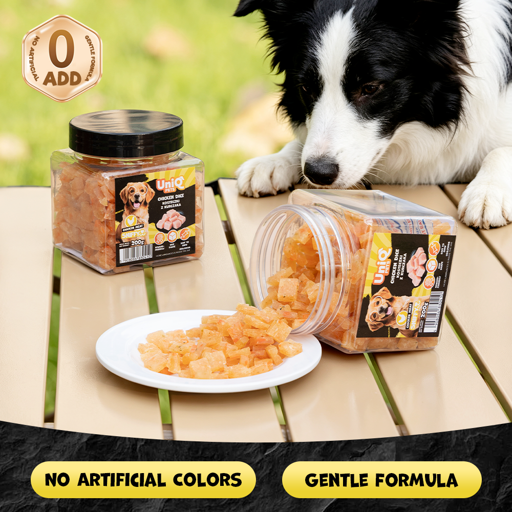 UNIQ PETS DOG SNACKS SNIFFY Chicken + Broccoli Dice 200g Jar