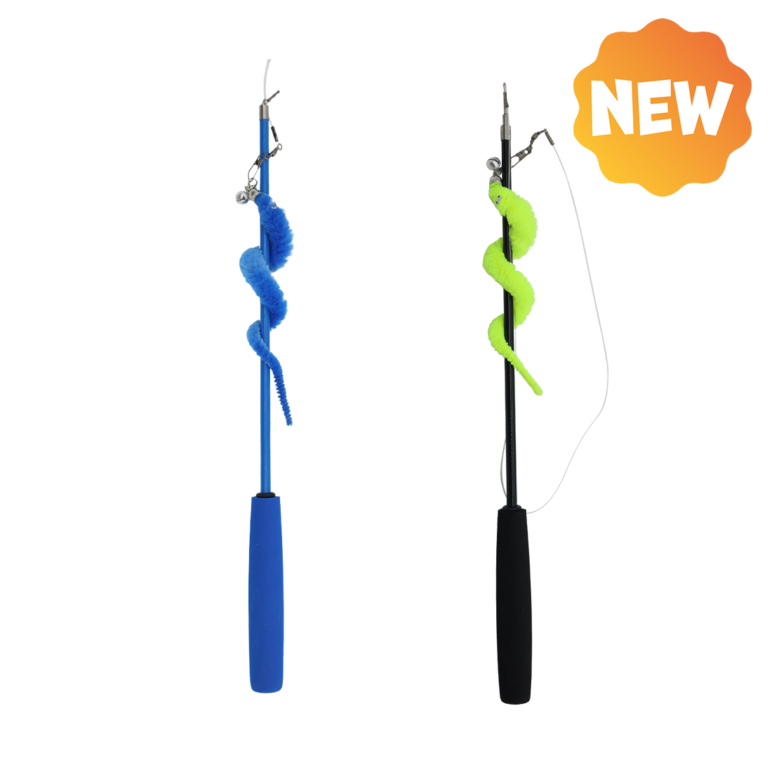 UNIQ PETS CAT TOY SWISHY Telescopic Fishing Rod with Caterpillar 100-179cm (Random Colour)