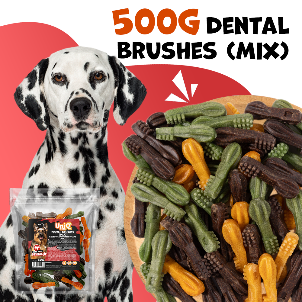 UNIQ PETS DOG SNACKS DENTAL Dental Brushes Mix 500g