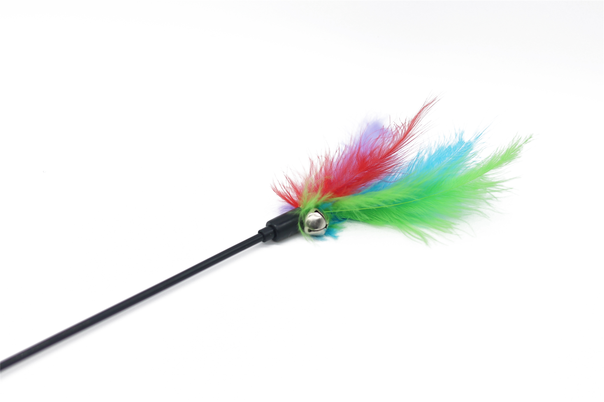 UNIQ PETS CAT TOY SWISHY Fishing Rod with Colorful Feather and Bell 55-58cm (Random Colour)