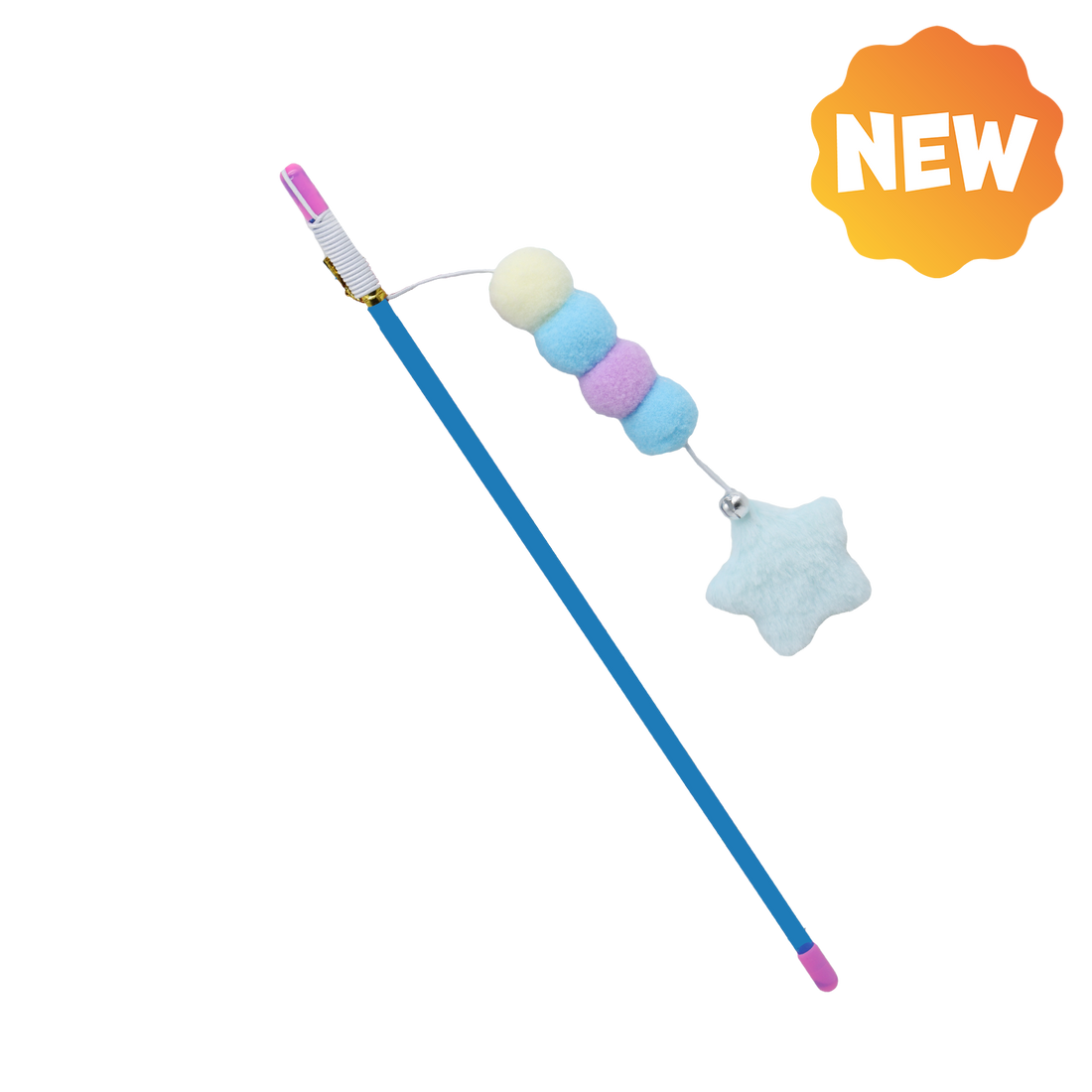 UNIQ PETS CAT TOY SWISHY Plastic Fishing Rod with Rope and Plush Star 31-47cm (Random Colour)