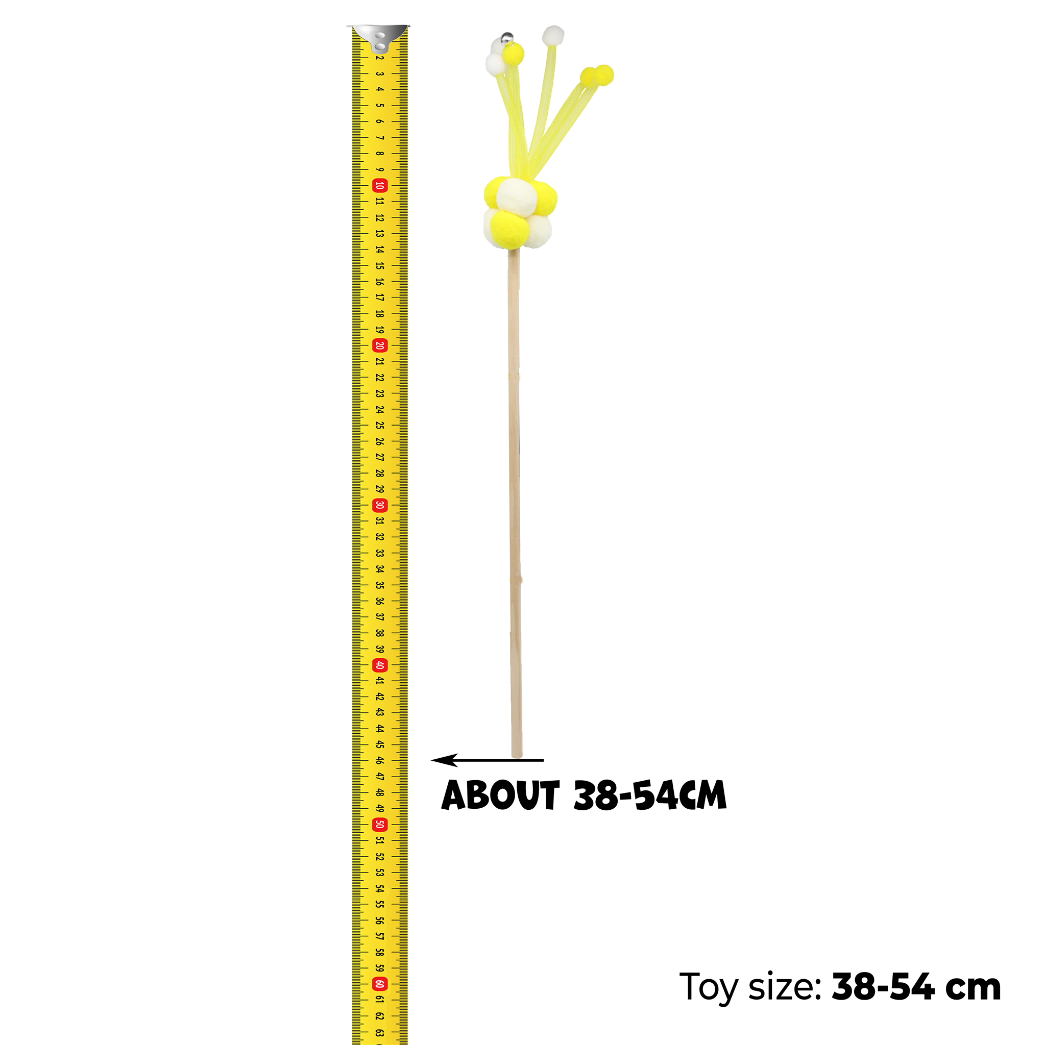 UNIQ PETS CAT TOY SWISHY Wooden Fishing Rod with Bubble Ball 52cm (Random Colour)