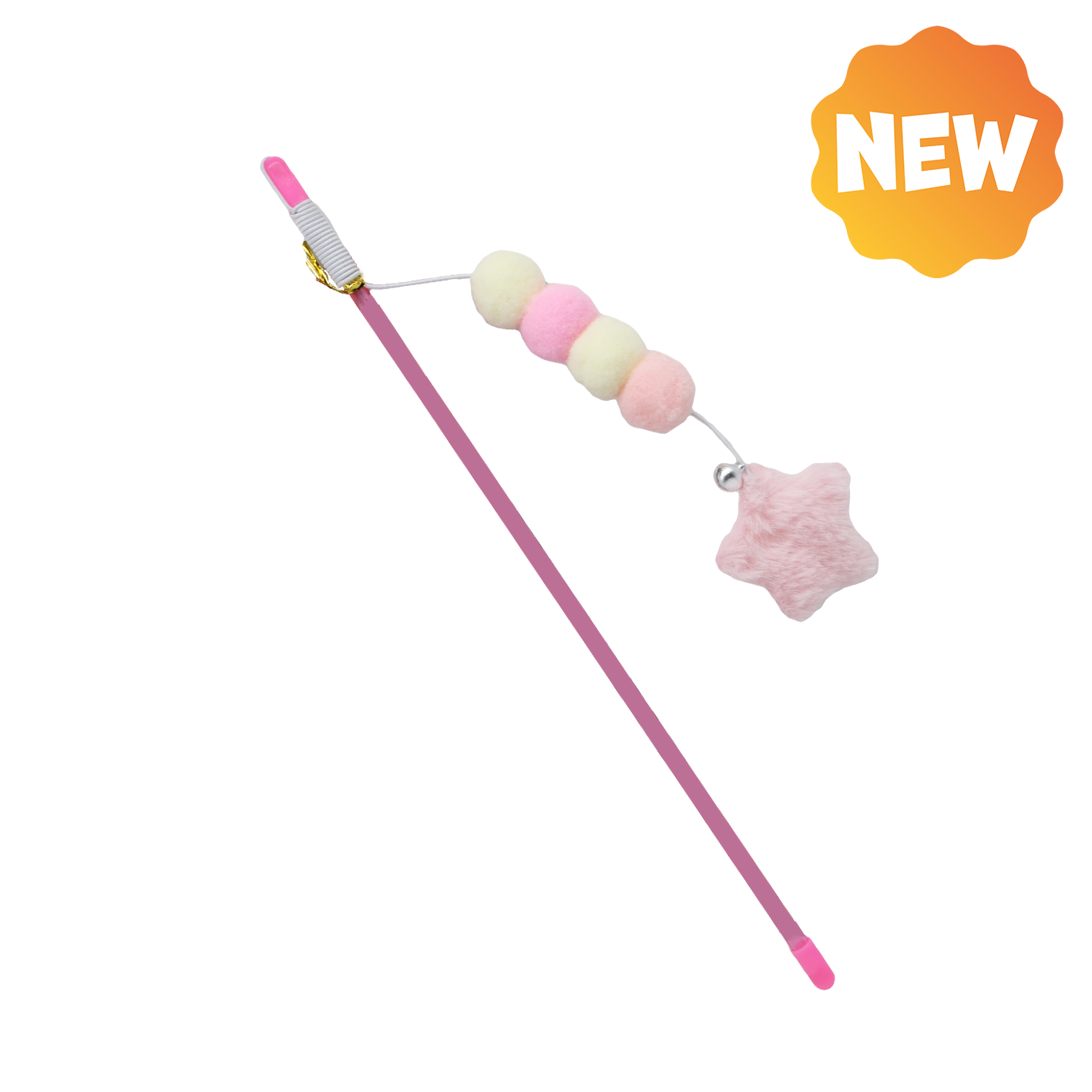 UNIQ PETS CAT TOY SWISHY Plastic Fishing Rod with Rope and Plush Star 31-47cm (Random Colour)