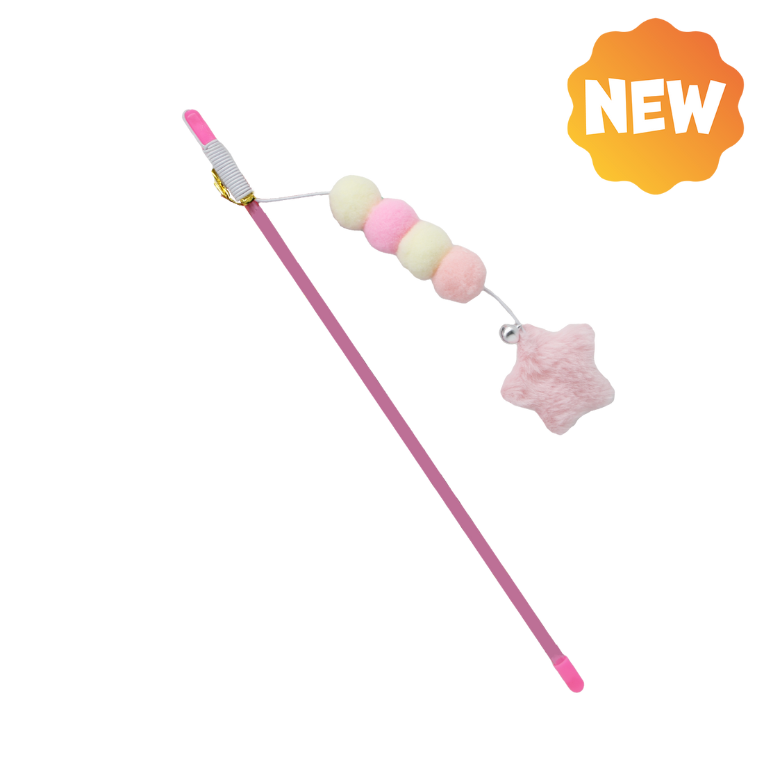 UNIQ PETS CAT TOY SWISHY Plastic Fishing Rod with Rope and Plush Star 31-47cm (Random Colour)