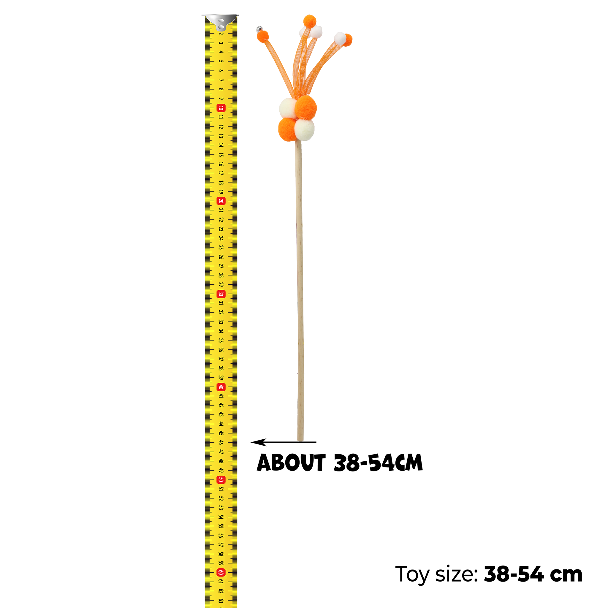 UNIQ PETS CAT TOY SWISHY Wooden Fishing Rod with Bubble Ball 52cm (Random Colour)