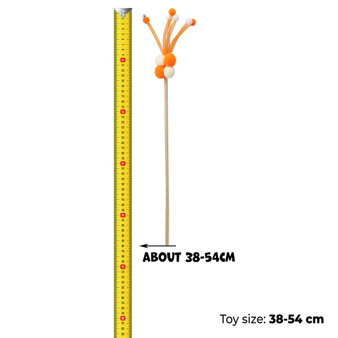 UNIQ PETS CAT TOY SWISHY Wooden Fishing Rod with Bubble Ball 52cm (Random Colour)