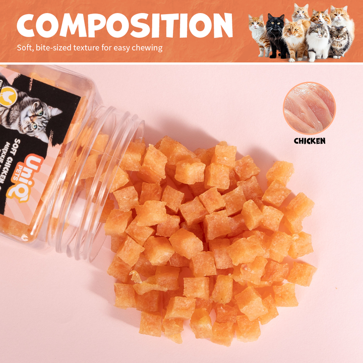 UNIQ PETS CAT SNACKS PURRY Soft Chicken Cube Jar 200g
