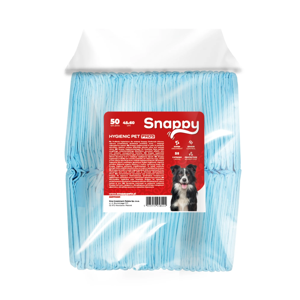 SNAPPY HYGIENIC PET PADS PAWDRY 45x60cm blue 26g, 50pcs/bag
