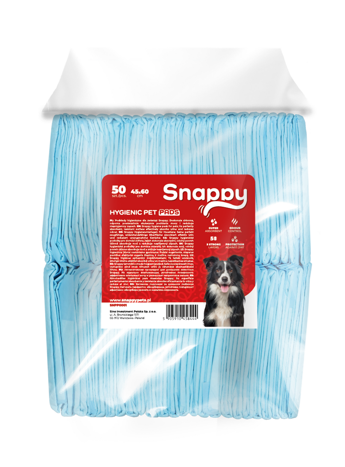 SNAPPY HYGIENIC PET PADS PAWDRY 45x60cm blue 26g, 50pcs/bag