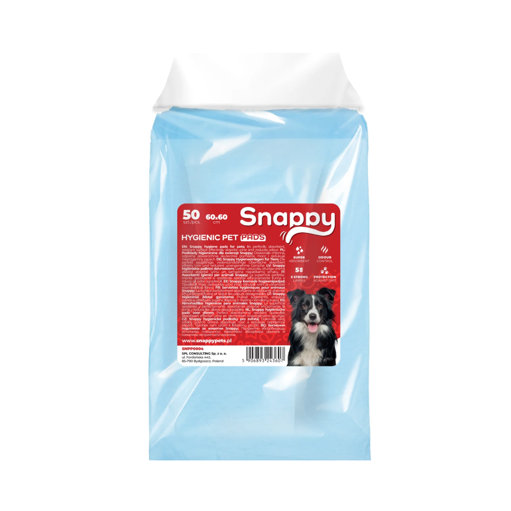 SNAPPY HYGIENIC PET PADS PAWDRY blue 60x60cm 26g, 50 pcs/bag
