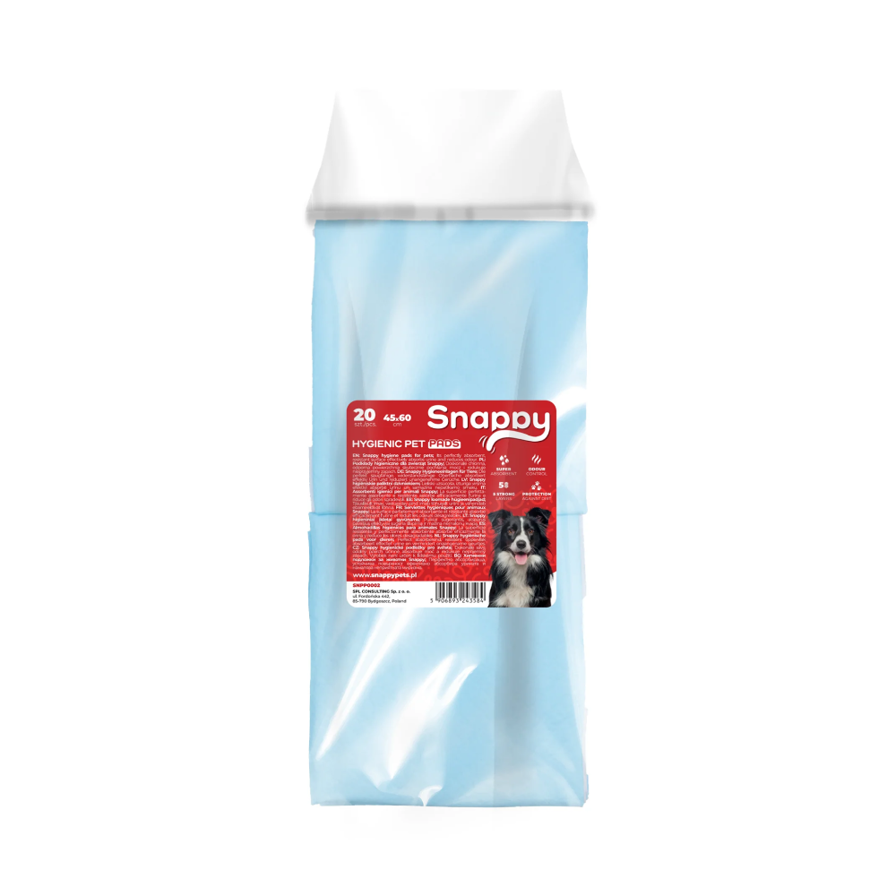 SNAPPY HYGIENIC PET PADS PAWDRY blue 45x60cm 22g, 20 pcs/bag