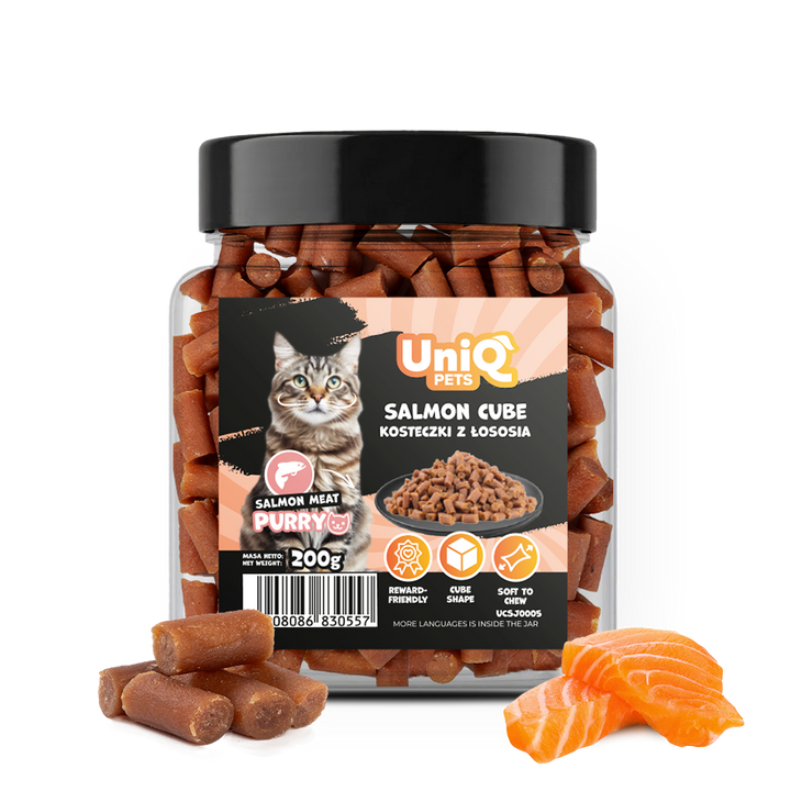 UNIQ PETS CAT SNACKS PURRY Salmon Cube Jar 200g