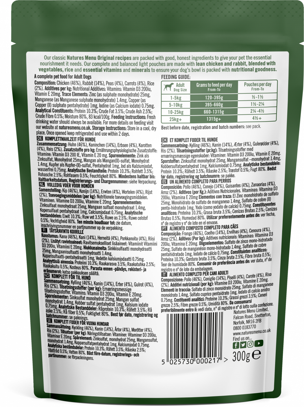 Natures Menu Light Chicken With Rabbit Pouches 300g