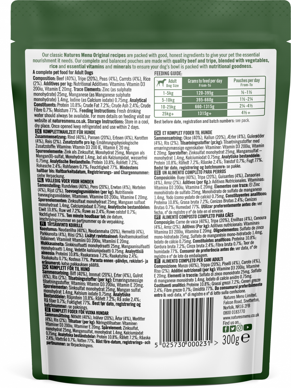 Natures Menu Beef With Tripe Pouches 300g