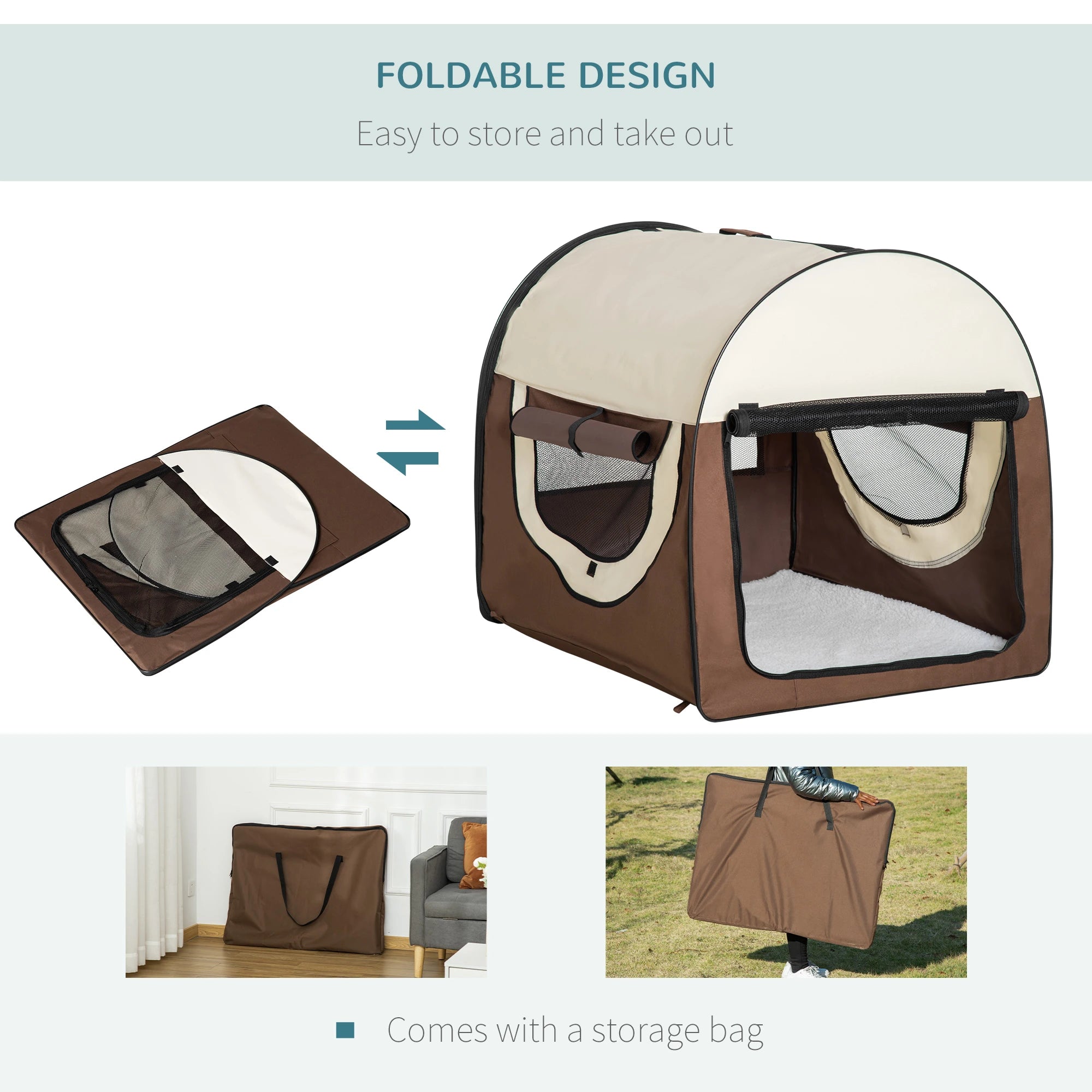 PawHut 97cm Foldable Pet Carrier for Large Medium Dogs, Portable Cat Carrier, Soft Travel Bag