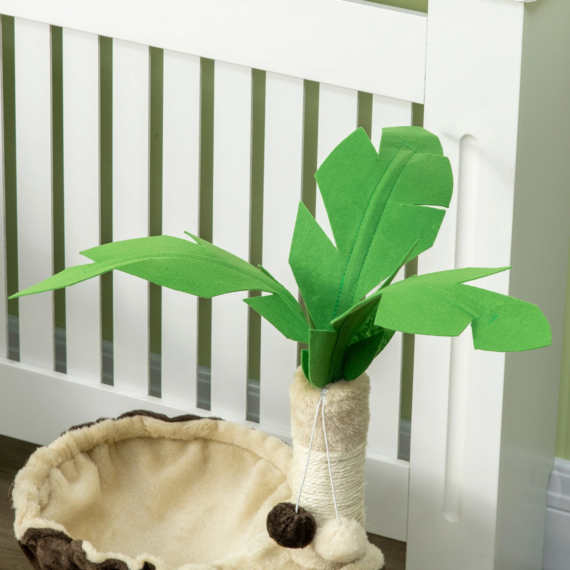 PawHut 68cm Palm Tree Shaped Cat Tree w/ Hammock, Sisal Scratching Post - Beige
