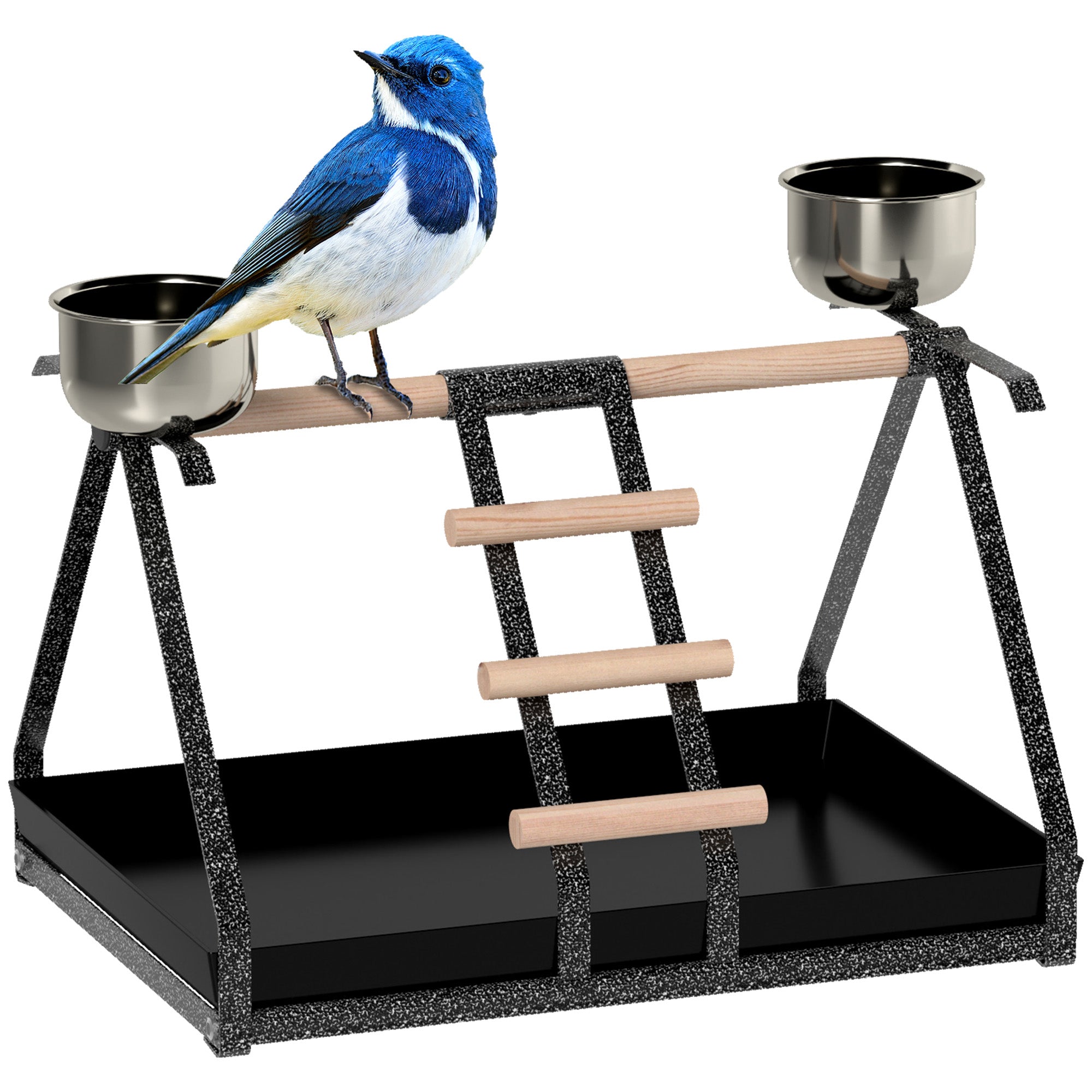 PawHut Portable Bird Stand Parrot Macaw Conure Cockatiel Playground Gym with Ladder Perch Removable Tray